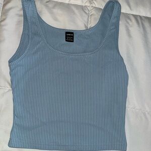 SHEIN Blue Ribbed Crop Tank Top